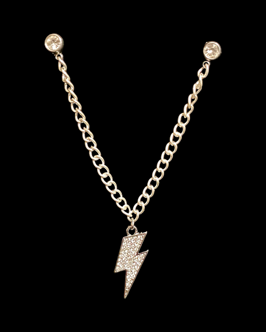 Iced Out Lightning Bolt Chain Pin