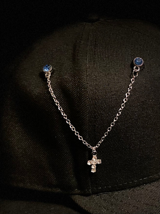 Iced Out Cross Chain Pin